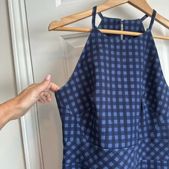 Banana Republic Navy Checkered Midi Dress - Picture 4 of 8